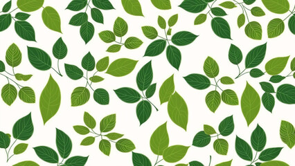seamless pattern with green leaves on a white background