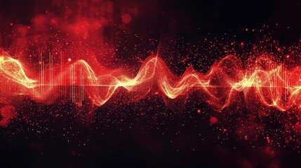 a bright red and horizontal sound wave