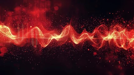 Poster a bright red and horizontal sound wave © MdKamrul