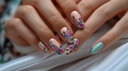 A close up shot of  nail designs
