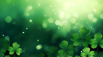 Shamrocks on a green background, St. Patrick's Day.