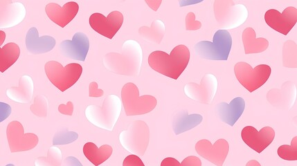 Romantic festive pink background with lots of hearts with pink gradient. Seamless Pattern.