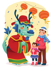 Chinese New Year, illustration of a dragon as an icon of the Chinese New Year's Day feeling