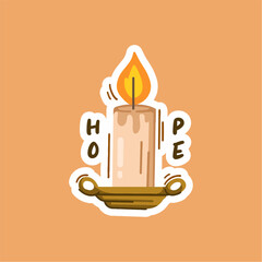 burning candle cute sticker design