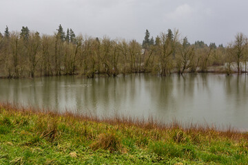 Top view of the lake during flood