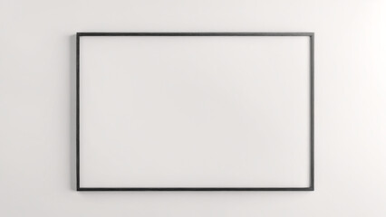 black and white square picture frame hanging on a white wall