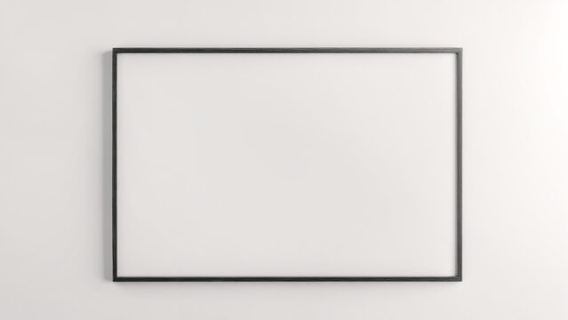 black and white square picture frame hanging on a white wall