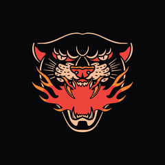 Fototapeta premium flaming panther tattoo vector design