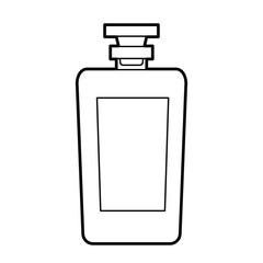 Bottle of cologne on white background. Black-and-white outline Illustration, design elements.