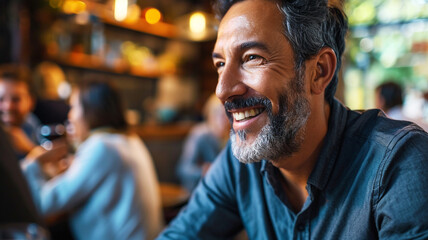 Men meeting at a modern cafe