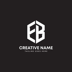 Letter EB hexagon shape monogram logo design
