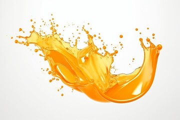 Orange Juice Splash with Cascading Drops, Frozen in Time, on a Clean White Background, Generative AI