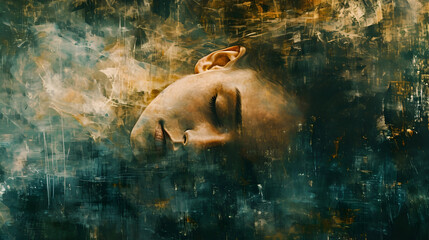 Digital Painting of Woman Sleeping with Covered Face