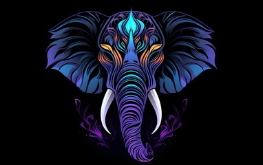 Fototapeta na wymiar Illustration of a tribal elephant logo on a black background