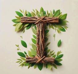 Letter T Made Of Leaves (8) 1