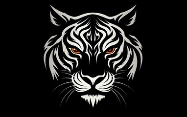 Illustration of a tribal tiger logo on a black background