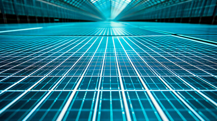 Fototapeta premium Futuristic Technology Tunnel, Abstract Blue Corridor with Bright Lights and Modern Design, Science Fiction Concept