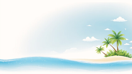 Fototapeta na wymiar tropical island with palm trees on the beach