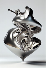 Dripping chrome silver metal sculpture