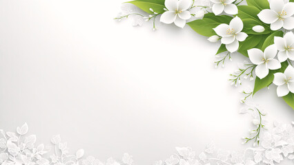 white flowers and leaves on a white background