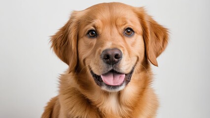 Portrait of Dark golden retriever dog on grey background