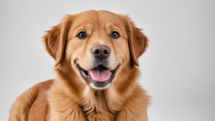 Portrait of Dark golden retriever dog on grey background