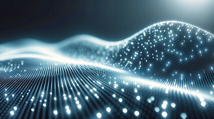 Futuristic Abstract Science Background, Digital Wave Design with Glowing Blue Lines and High-Tech Particle Flow