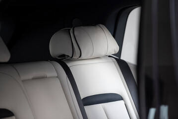 Luxury car interoir Rear seat selective focus