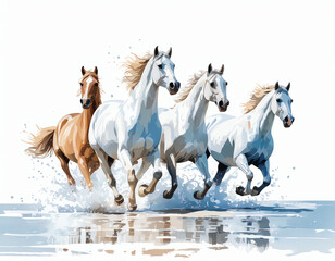 horses through the beach