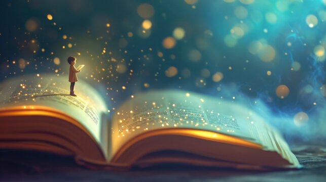 A little man reading book, World Book Night - Powered by Adobe