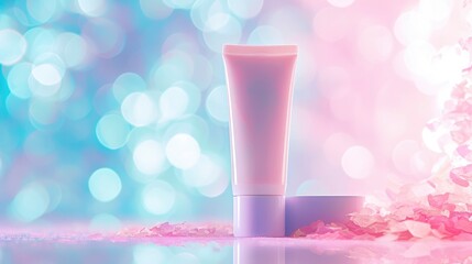 Cream for cosmetic on bokeh background. Makeup Product Advertisement