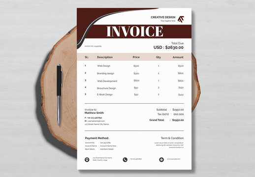 Client Invoice And Project Brief Layout