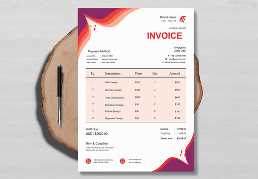 Invoice Template Vector Design