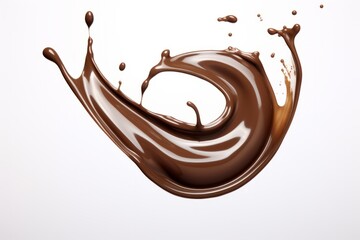Velvety Chocolate Splash with Dramatic Highlights, on a White Background, Generative AI