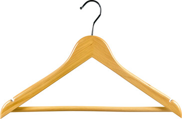 Wooden clothes hanger isolated on transparent background. PNG