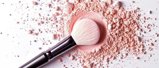 Cosmetics Beauty Powder on a White Background, a Captivating Makeup Product for Your Advertisement - obrazy, fototapety, plakaty