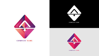 Abstract Pictorial Mark Logo Template with Vibrant and Strong Color for Corporate Company Diamond Purple