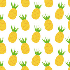 Seamless pattern with pineapple. Summer fruit print design for postcard, wrapping paper, textile, wallpaper. Vector flat illustration.