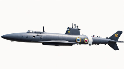 Obraz premium a military submarine 3d model on a white background