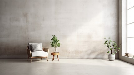 Minimalist Living Space with Plants