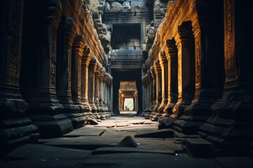 Exploring the historic temples of Angkor Wat, Cambodia. - obrazy, fototapety, plakaty