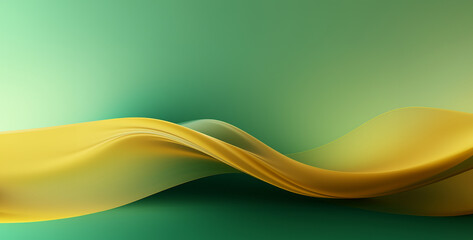 abstract background with yellow and green wavy silk or satin material, abstract background with smooth lines in yellow and green colors, 3d render