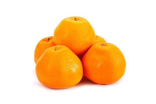 Orange isolated on white background. Chinese Mandarin Oranges. Japanese oranges for Spring festival, Chinese new year. Owari Satsuma Mandarin Orange