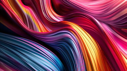 Imaginative visualization of a multi-colored wave pattern in abstract form, showcasing a shiny, flowing modern design and contemporary aesthetics. 3d multi-colored wave flow pattern.