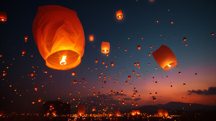 Rakhi Lantern Festival. lanterns released by joyful siblings. 