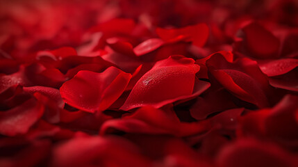Red rose petals will fall on abstract floral background. 