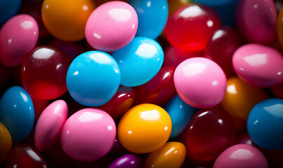 Fototapeta na wymiar Colorful candies background with shallow depth of field, macro shot