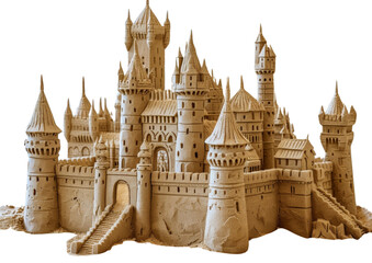 Obraz premium Sand Castle Built on Beach Shoreline Delights Visitors