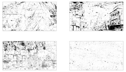 Fototapeta premium Grunge texture effect set. Distressed overlay rough textured. Abstract vintage monochrome. Black isolated on white background.