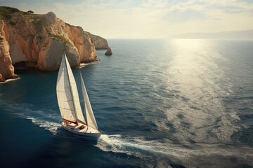 Yachting in the Mediterranean Sea. - obrazy, fototapety, plakaty